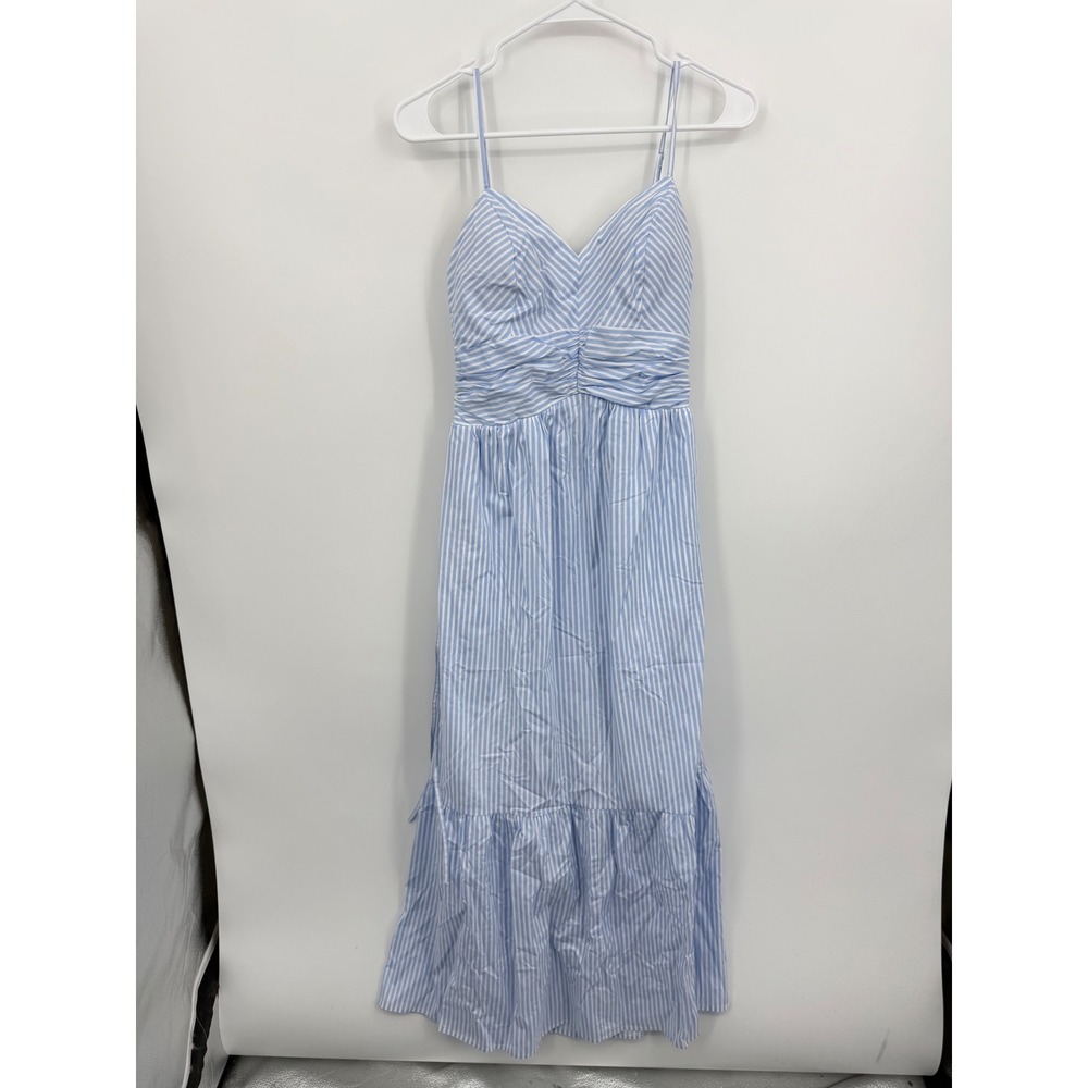 Express Light Blue and White Striped Maxi Dress
